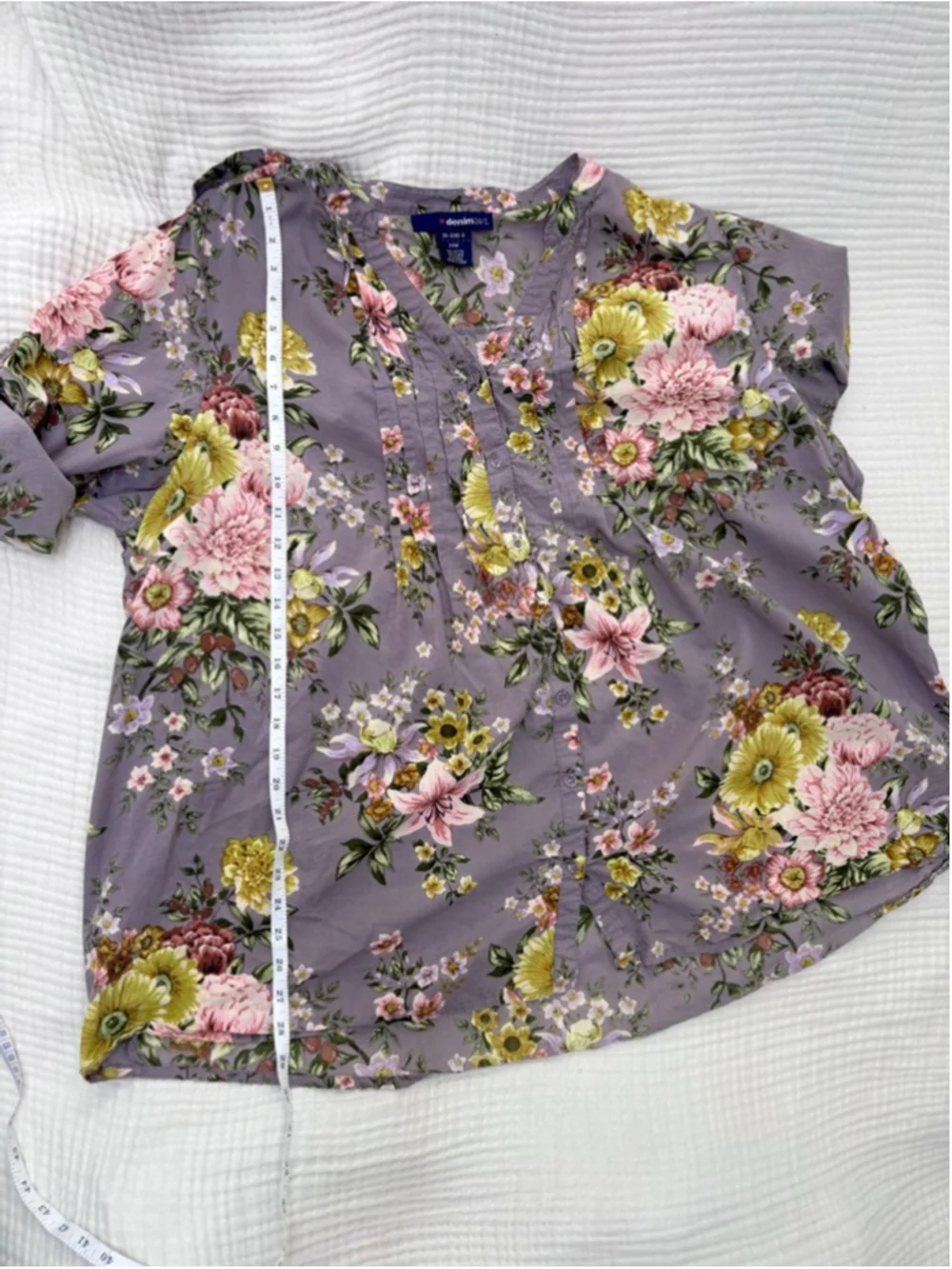 Women's denim24/7 Purple Floral Tunic Top Plus Size 24W Cotton - Picture 5 of 9